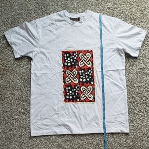 Beautiful unisex handmade African print designed white shirt. Unisex